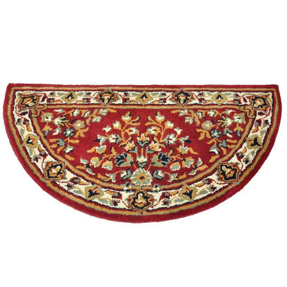 44" Half Round Burgundy Oriental Fireplace Rug