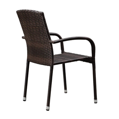 Set of 4 Outdoor Wicker Chairs - Mocha