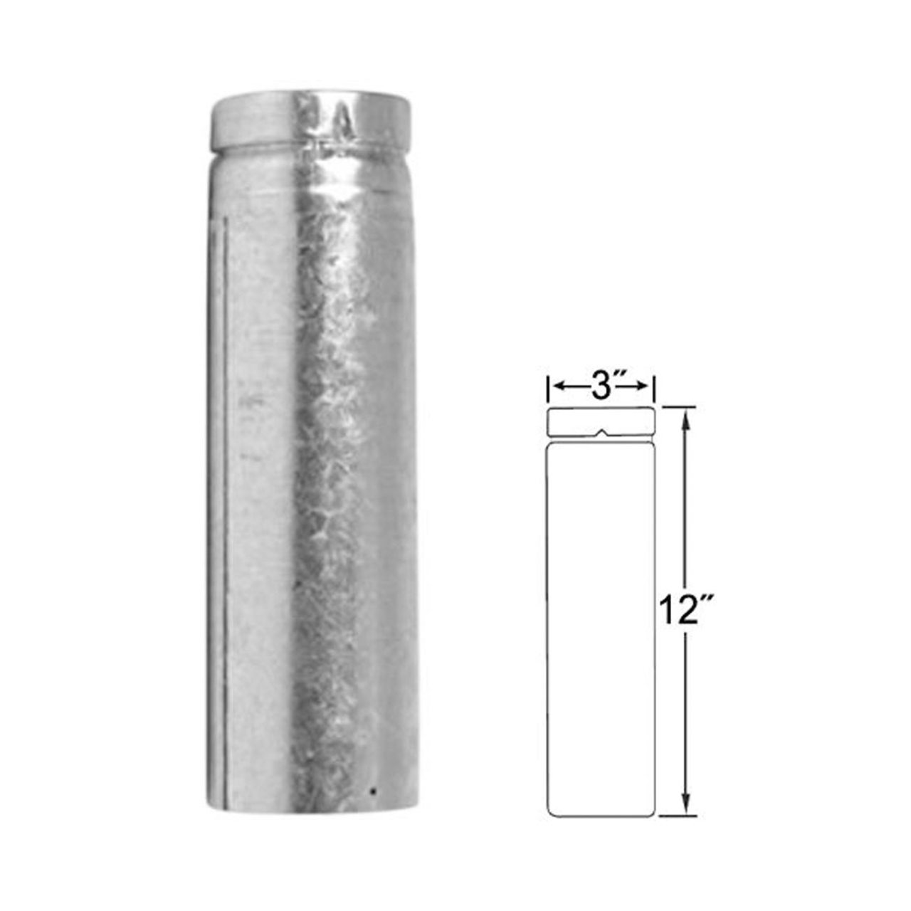 3" x 12" Adjustable Length Selkirk VP Pellet Vent Pipe - 3VP-EZAJ12