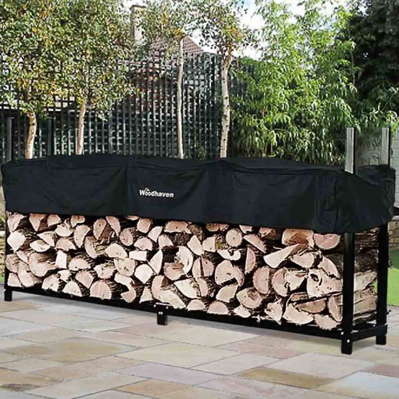 96" Heavy-Duty Woodhaven Firewood Rack with Cover