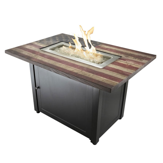 The Americana - 40 x 28 Rectangular Gas Outdoor Fire Pit -Red-White-Blue
