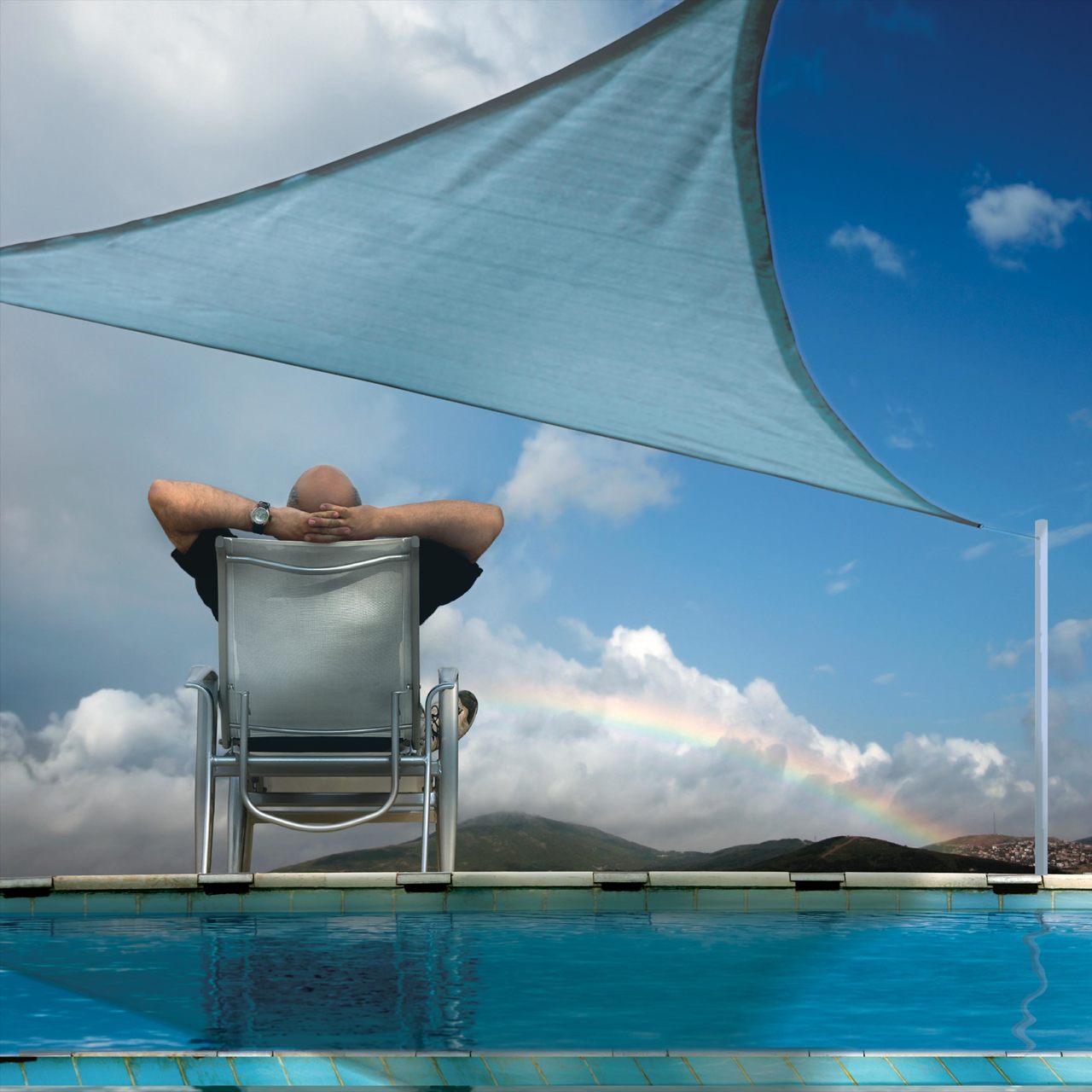 16' x 16' Heavyweight Triangle Shade Sail - Sea Blue