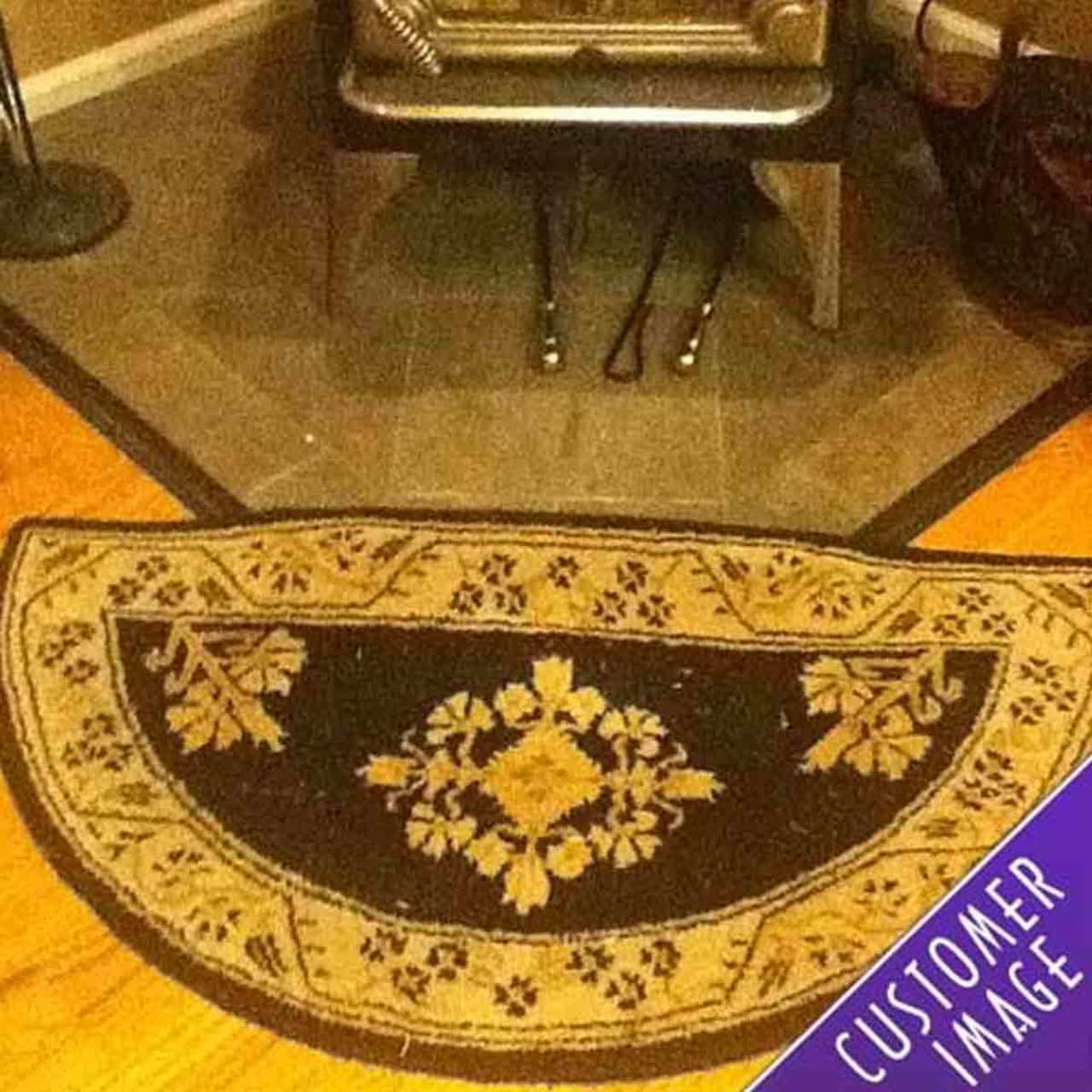 44" Half Round Noir Jardin Fireplace Rug