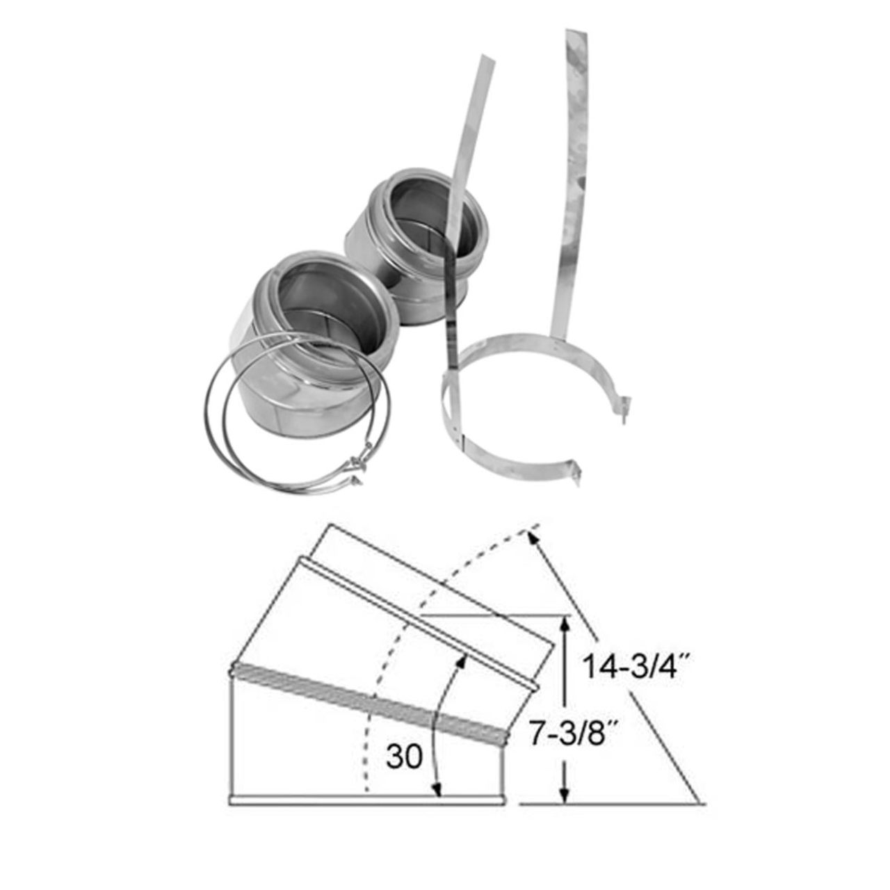 8" Selkirk 30 Degree Galvanized Elbow Kit - 208211G