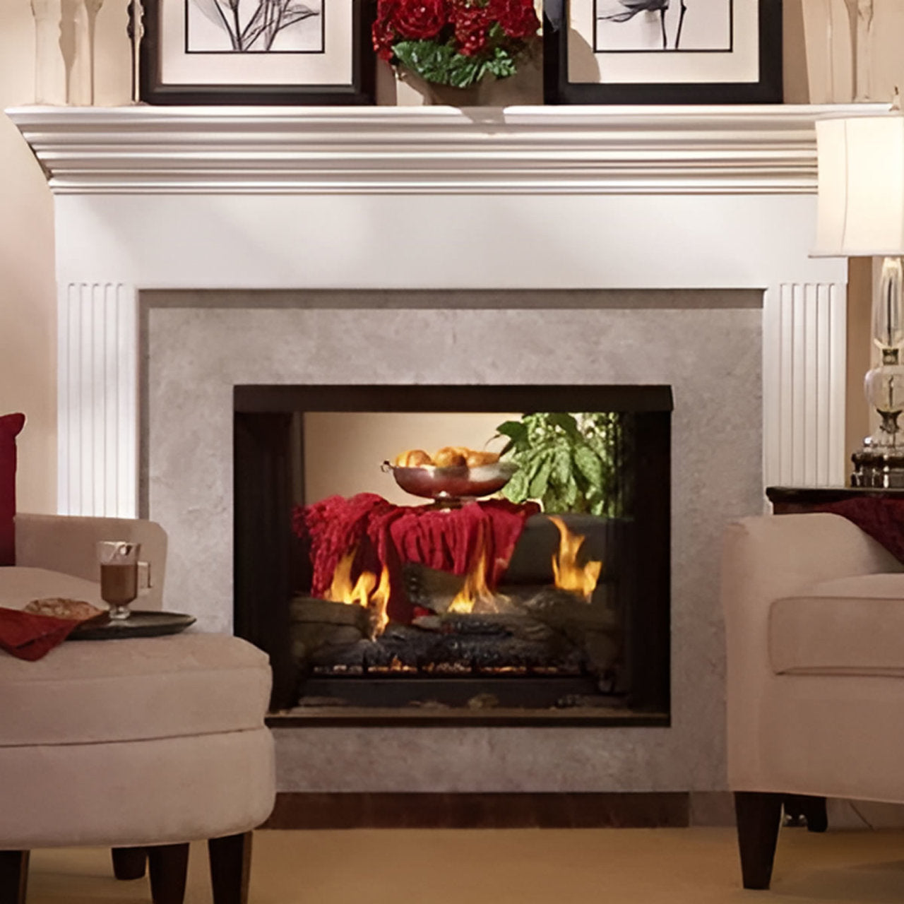 White Mountain Hearth Firebox, Premium VF 36 Peninsula, Flush Front, Banded Brick Ceramic Fiber Liner VFP36PB2EF