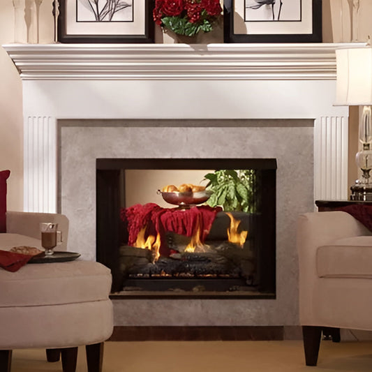 White Mountain Hearth Firebox, Premium VF 36 Peninsula, Flush Front, Banded Brick Ceramic Fiber Liner VFP36PB2EF