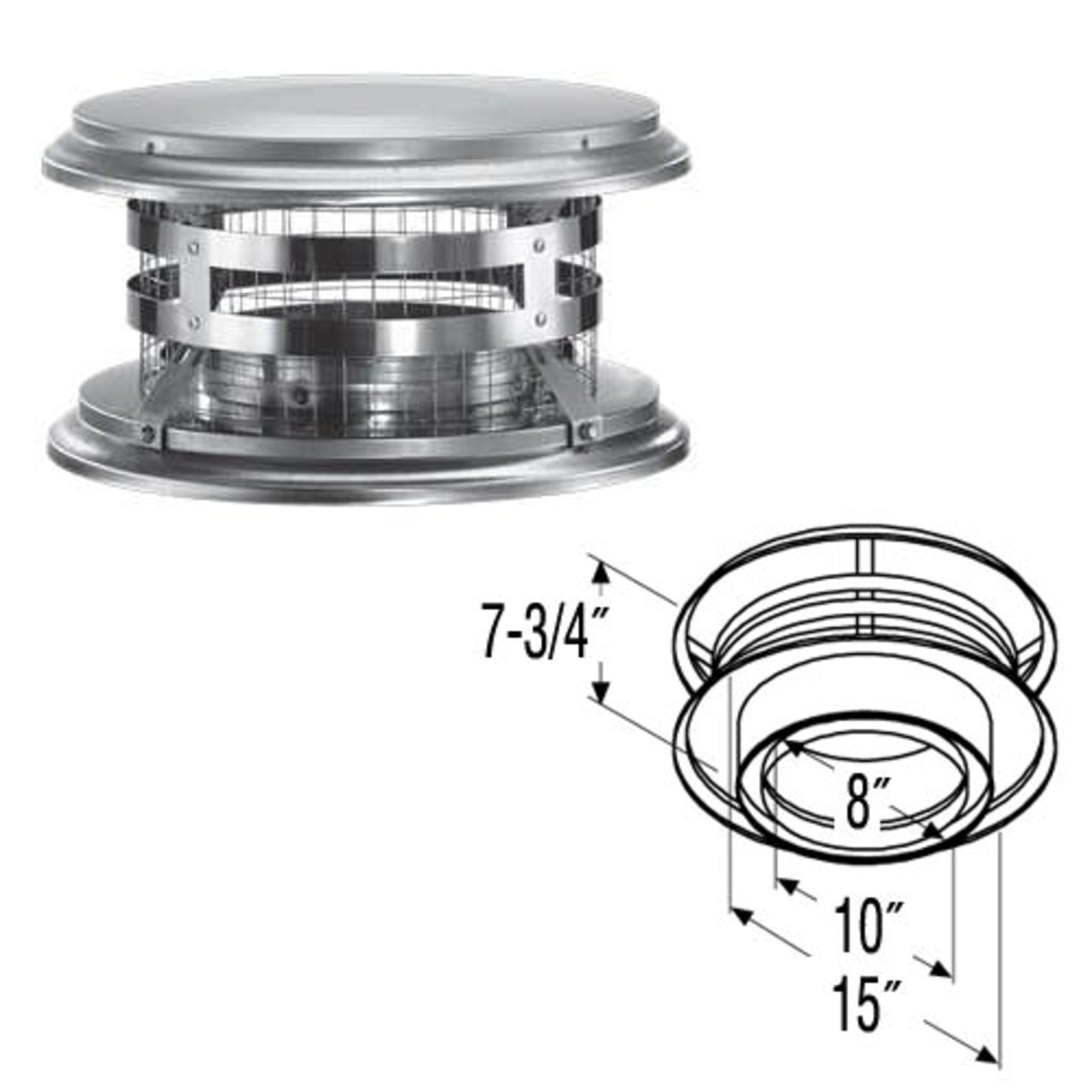 8" DuraTech Round Chimney Cap - 8DT-VC