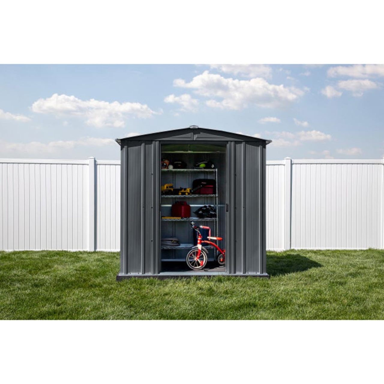Arrow Classic Steel Storage Shed 6' x 7' Charcoal