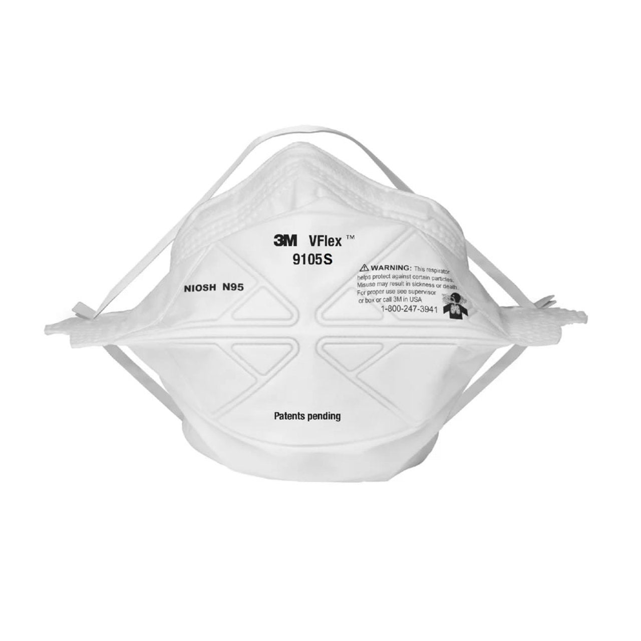 3M N95 Disposable Respirator, 9105S, White, Pack of 50