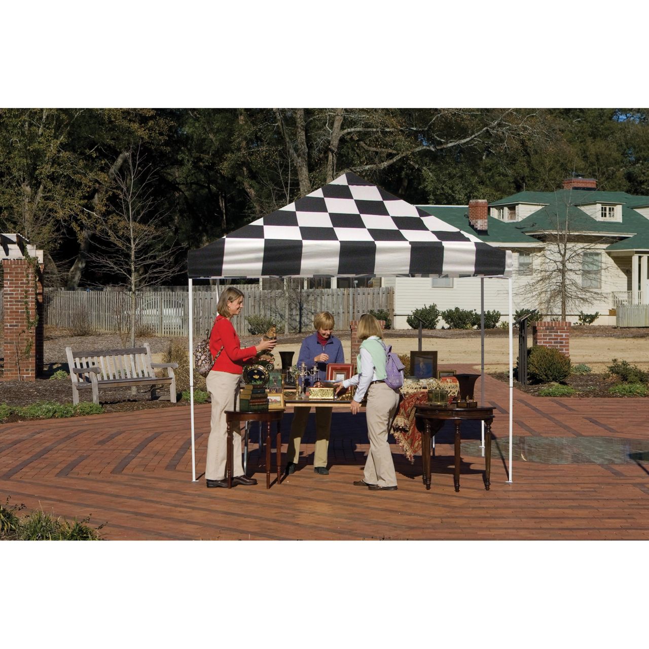 Pop-Up HD 10' x 10' Straight Leg Canopy -  Checkered Flag