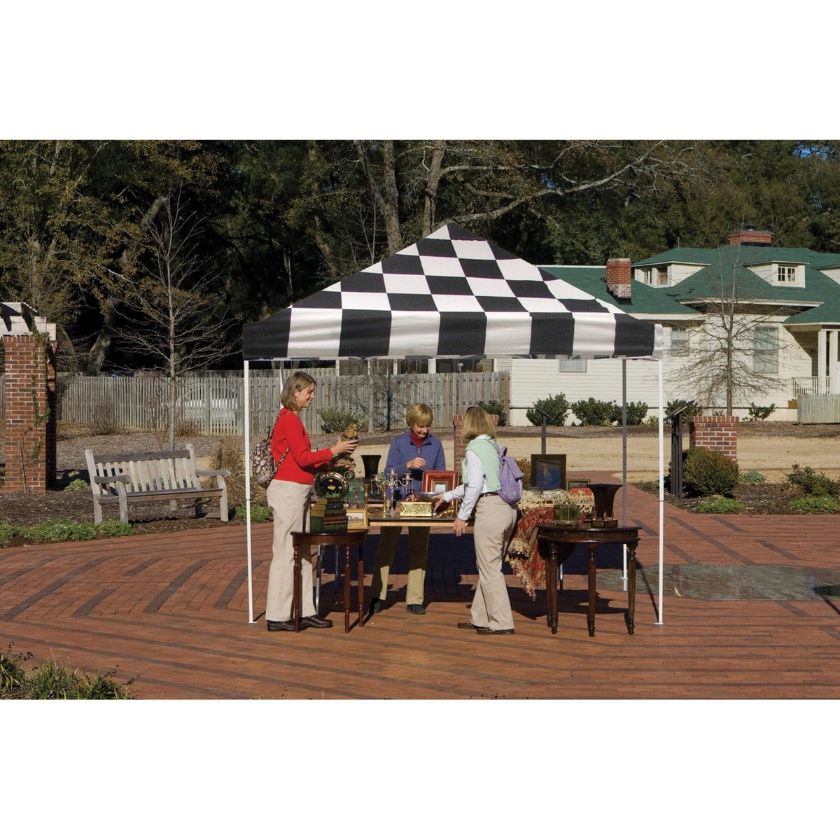 Pop-Up HD 10' x 10' Straight Leg Canopy -  Checkered Flag