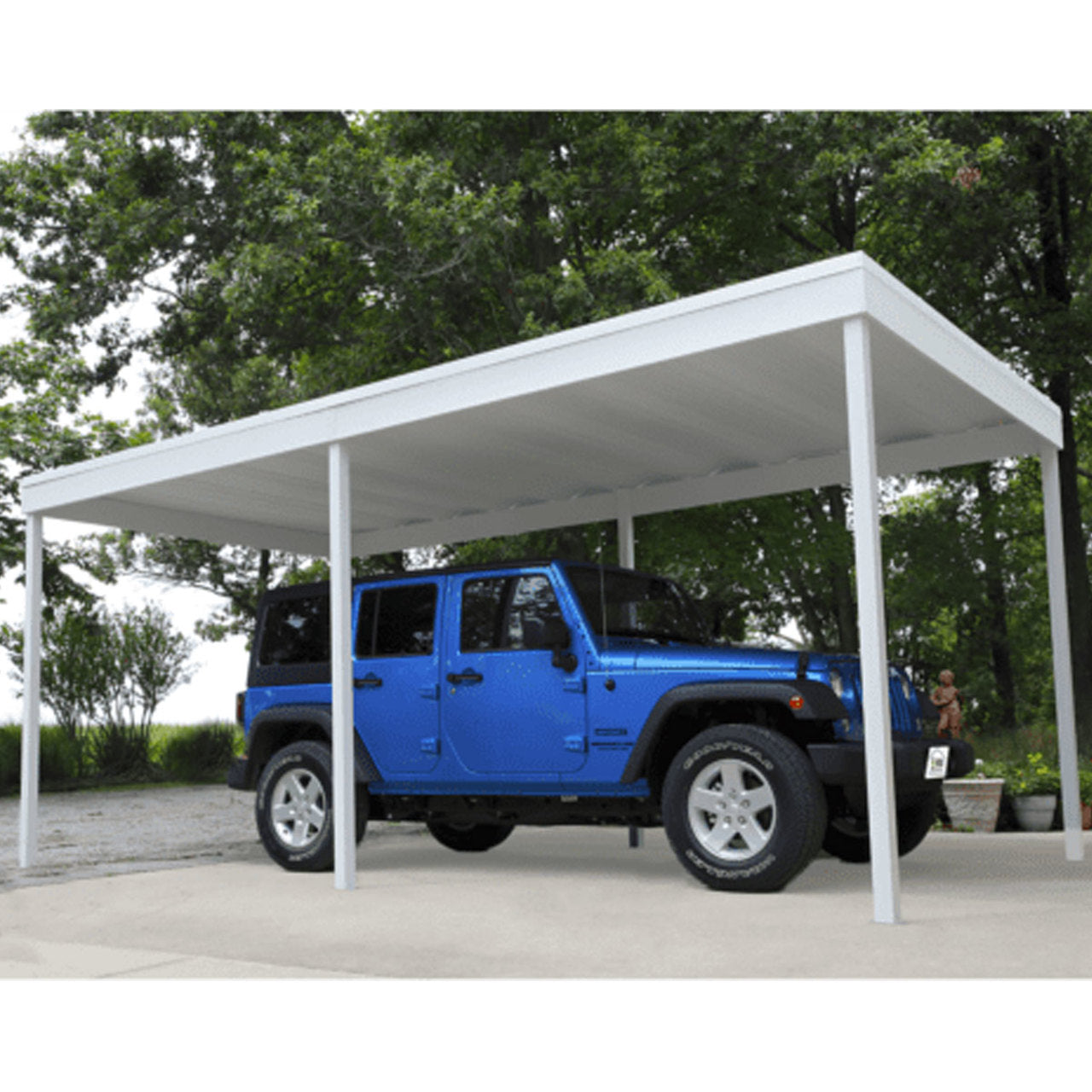 Arrow Freestanding Carport/Patio Cover, 10x10 - Hot Dipped Galvanized Steel with Vinyl Coating, Eggshell Finish, and Flat Roof