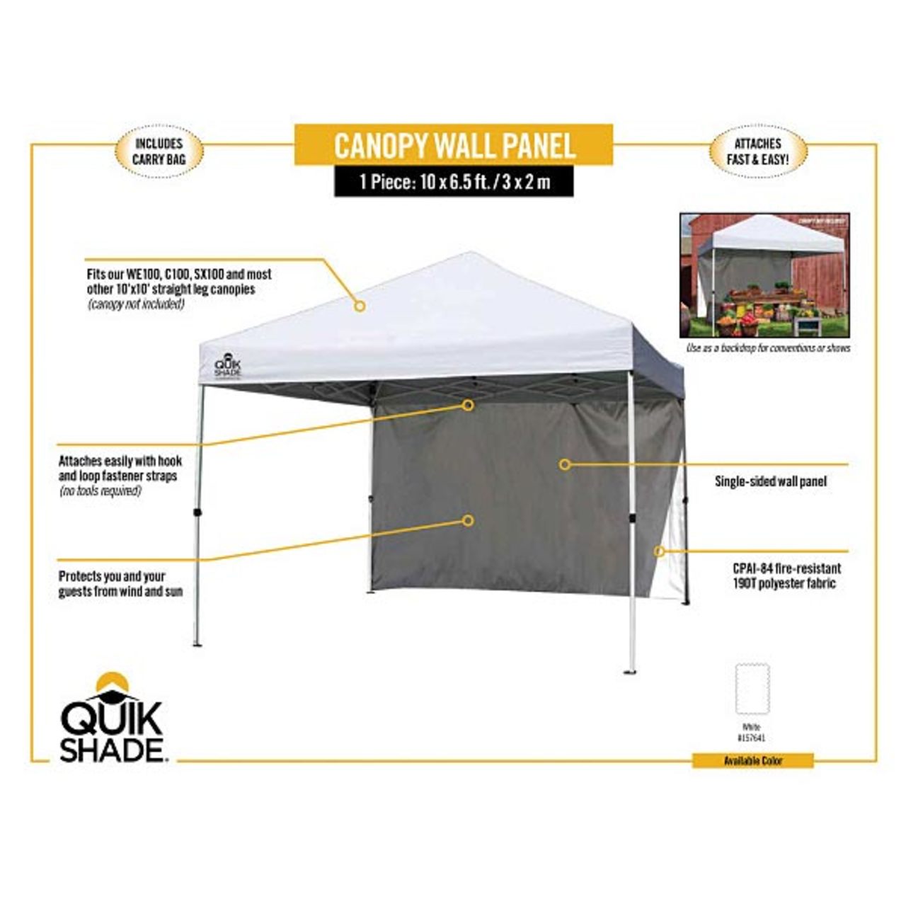 10'  Canopy Wall Panel - White
