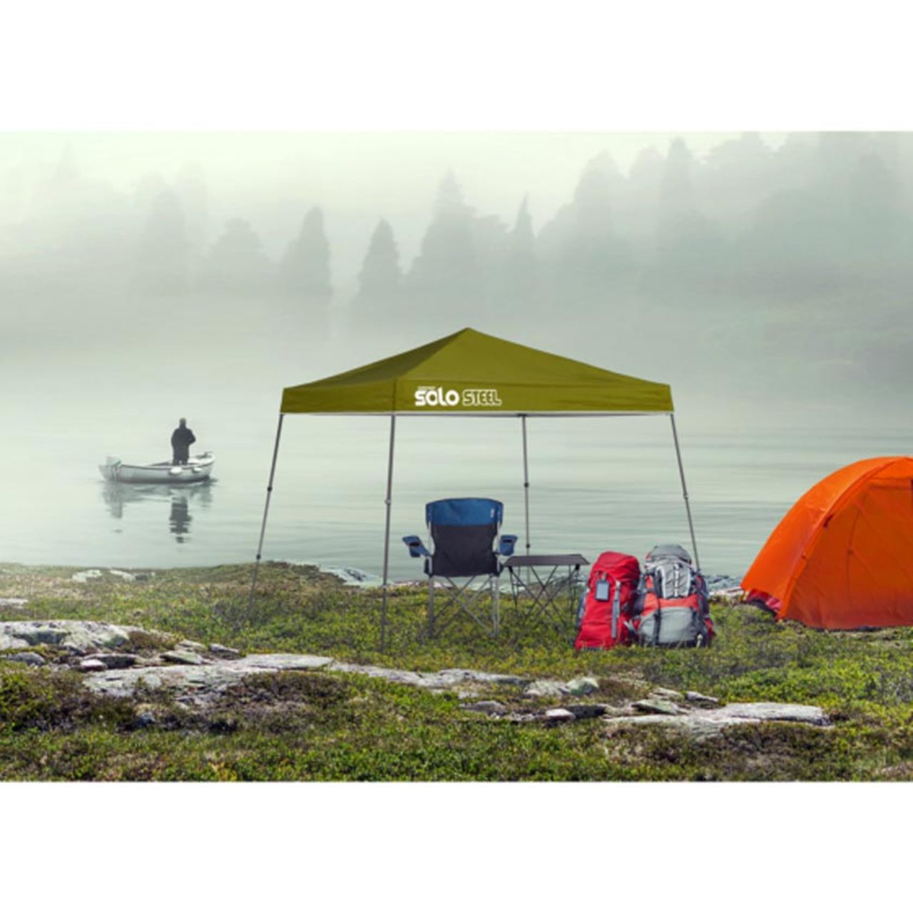 Solo Steel 50 9' x 9' Slant Leg Canopy - Olive