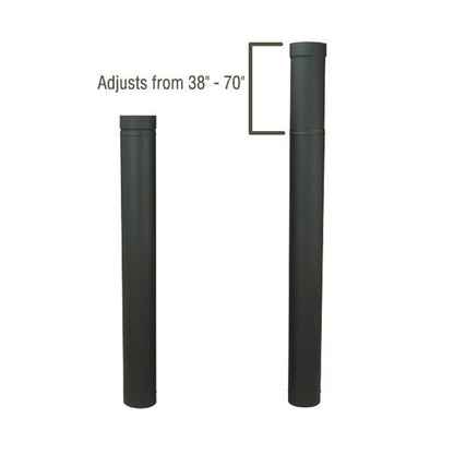 8" HeatFab 38" to 70" Adjustable Black Stovepipe - 2806B