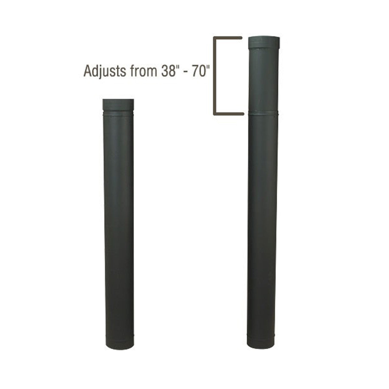 HeatFab 8'' HeatFab 38'' to 70'' Adjustable Black Stovepipe