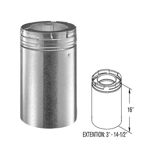 5" x 8" DirectVent Pro 16" Galvanized Chimney Pipe Extension - 58DVA-16A