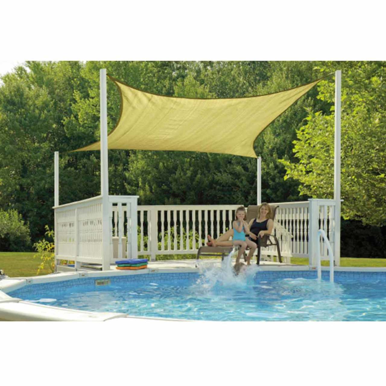 Shelter Logic 16 x 16 Foot Square Sun Shade Sail - Sand