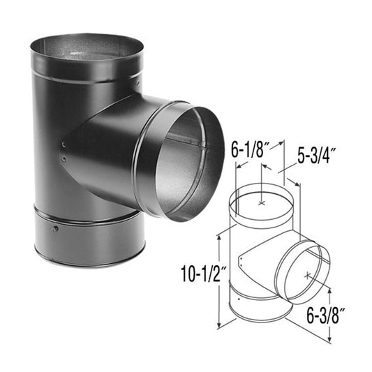 6" DuraBlack Tee with Clean-Out Cap - 6DBK-T