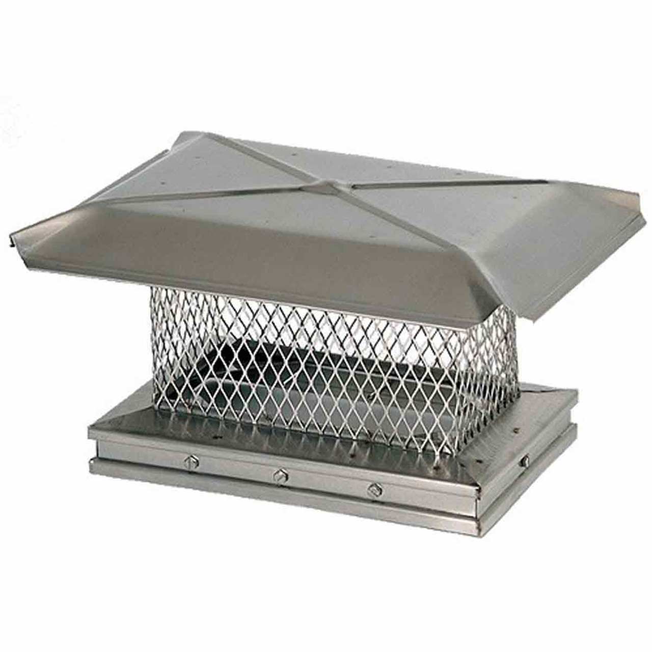 13" x 21" HomeSaver Stainless Steel Single-Flue Chimney Cap, 5/8" Mesh, 304-Alloy