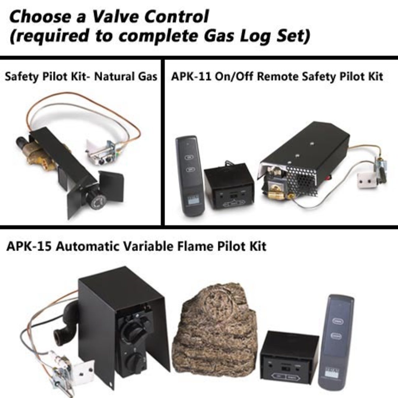 18''-30'' Peterson Real Fyre Charred Oak Vented Propane Gas Log Kit