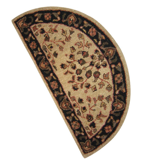 Beige with Black Hand Tufted 100% Wool Rug