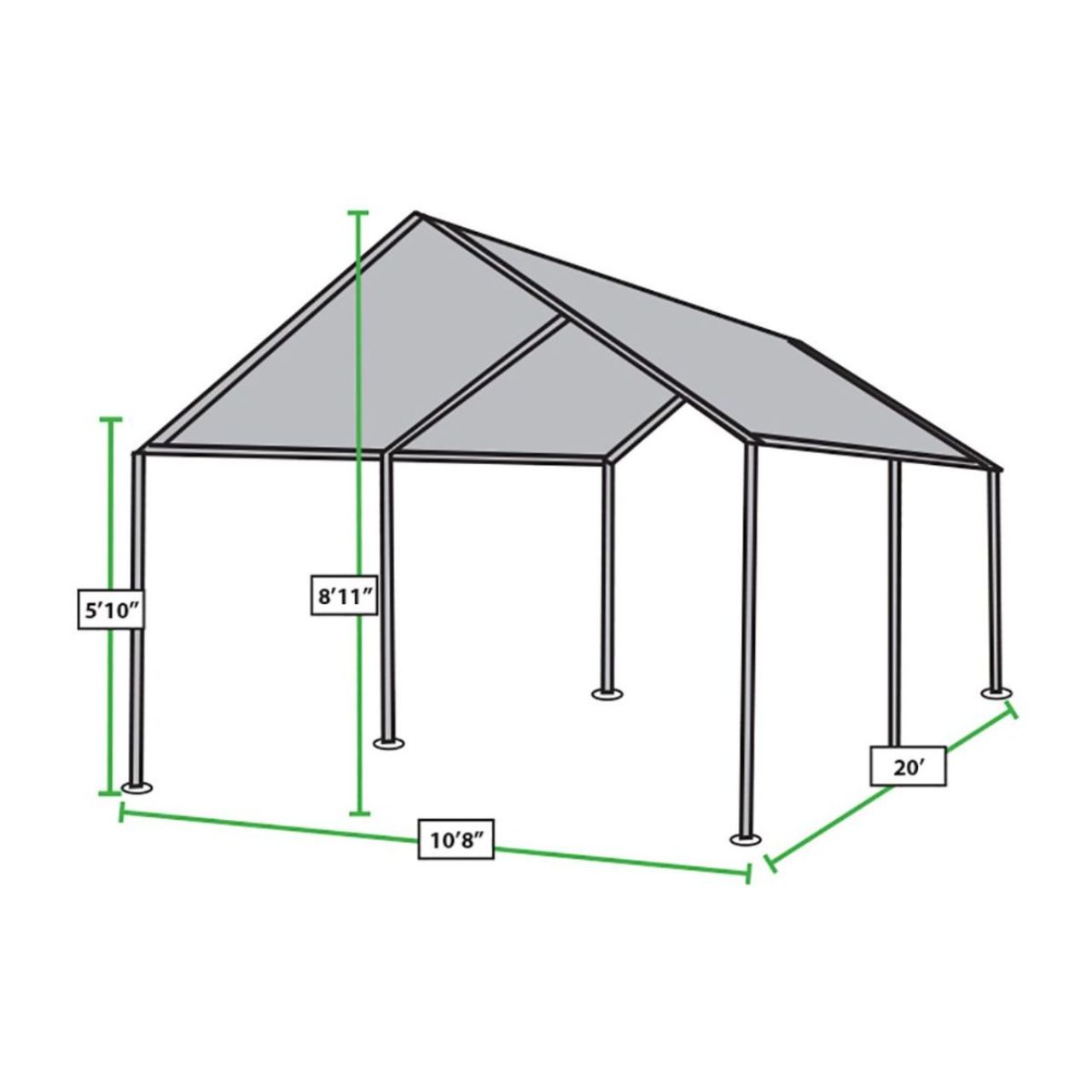 King Canopy 10' x 20' 6-Leg King Canopy with Gray Cover - KMK1PCS