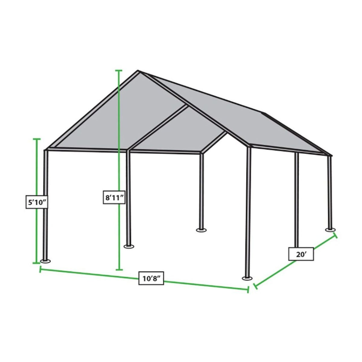King Canopy 10' x 20' 6-Leg King Canopy with Gray Cover - KMK1PCS