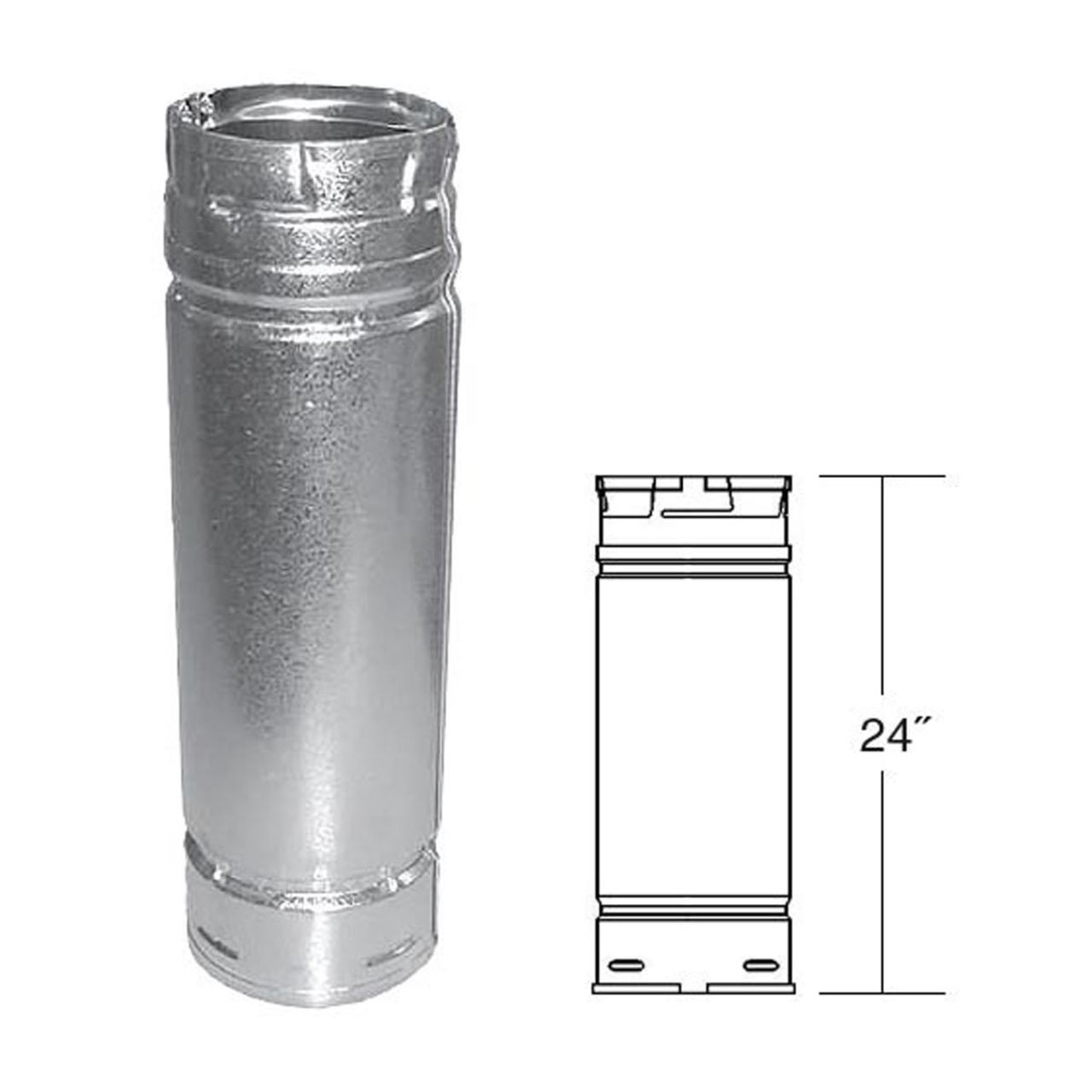 3" x 24" PelletVent Pro Galvalume Pellet Stove Chimney Pipe - 3PVP-24
