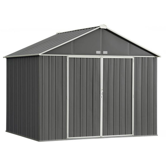 EZEE Extra High Gable - Galvanized Steel 10' x 8' Storage Shed - Charcoal/Cream