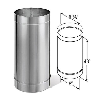 8" x 48" DuraBlack Stainless Steel Single-Wall Pipe - 8DBK-48SS