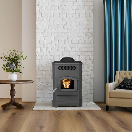 US Stove 2200 Sq.Ft. King Mini Pellet Stove with 20 lb Hopper and Remote
