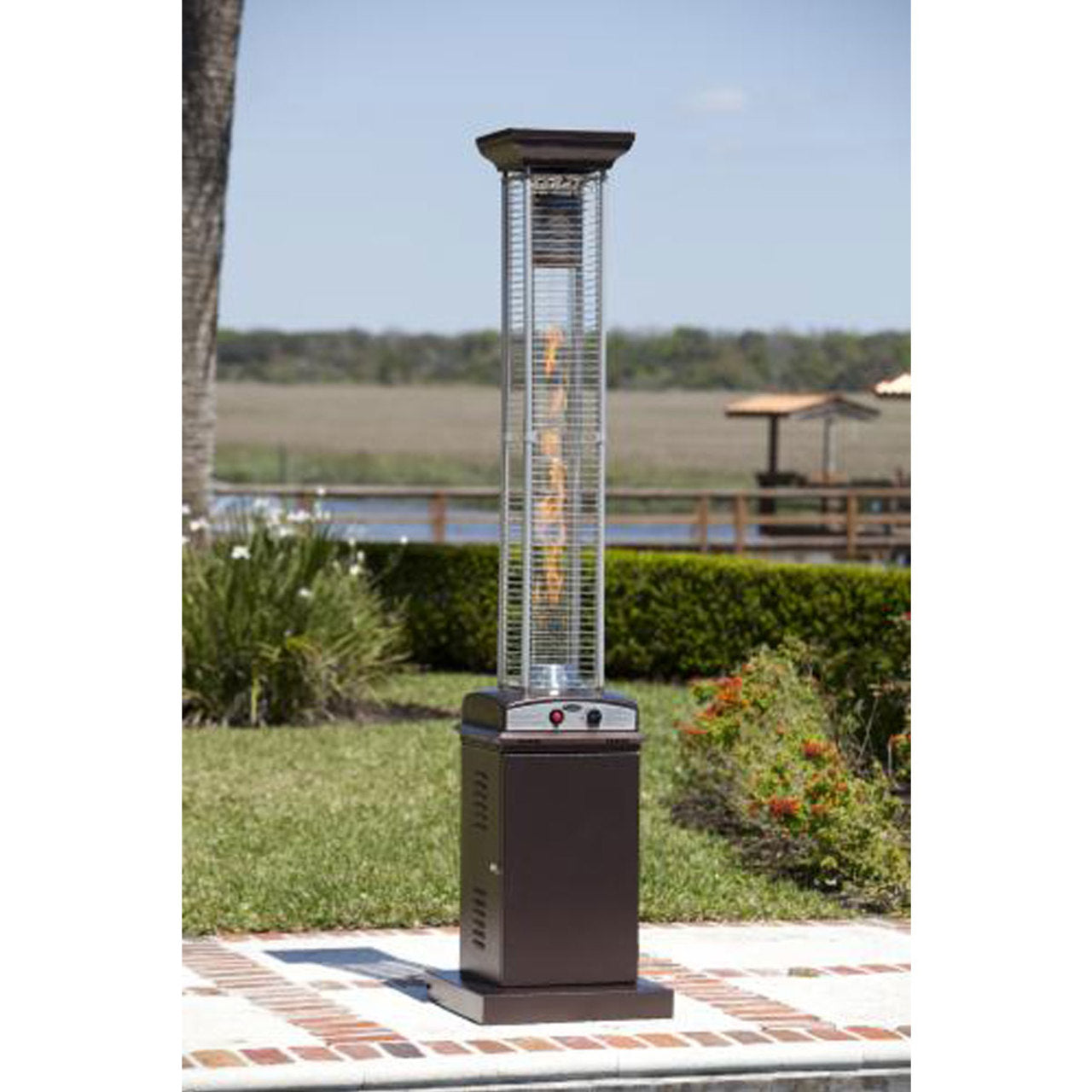 Hammered Bronze Finish Square Flame Patio Heater