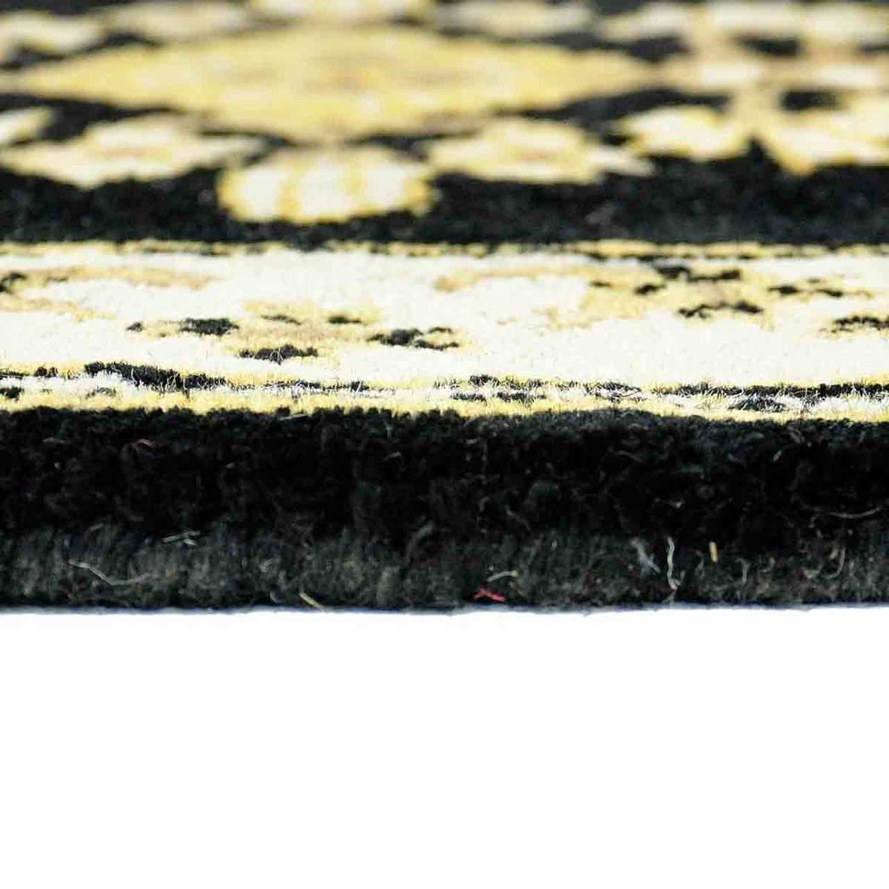 44" Half Round Noir Jardin Fireplace Rug