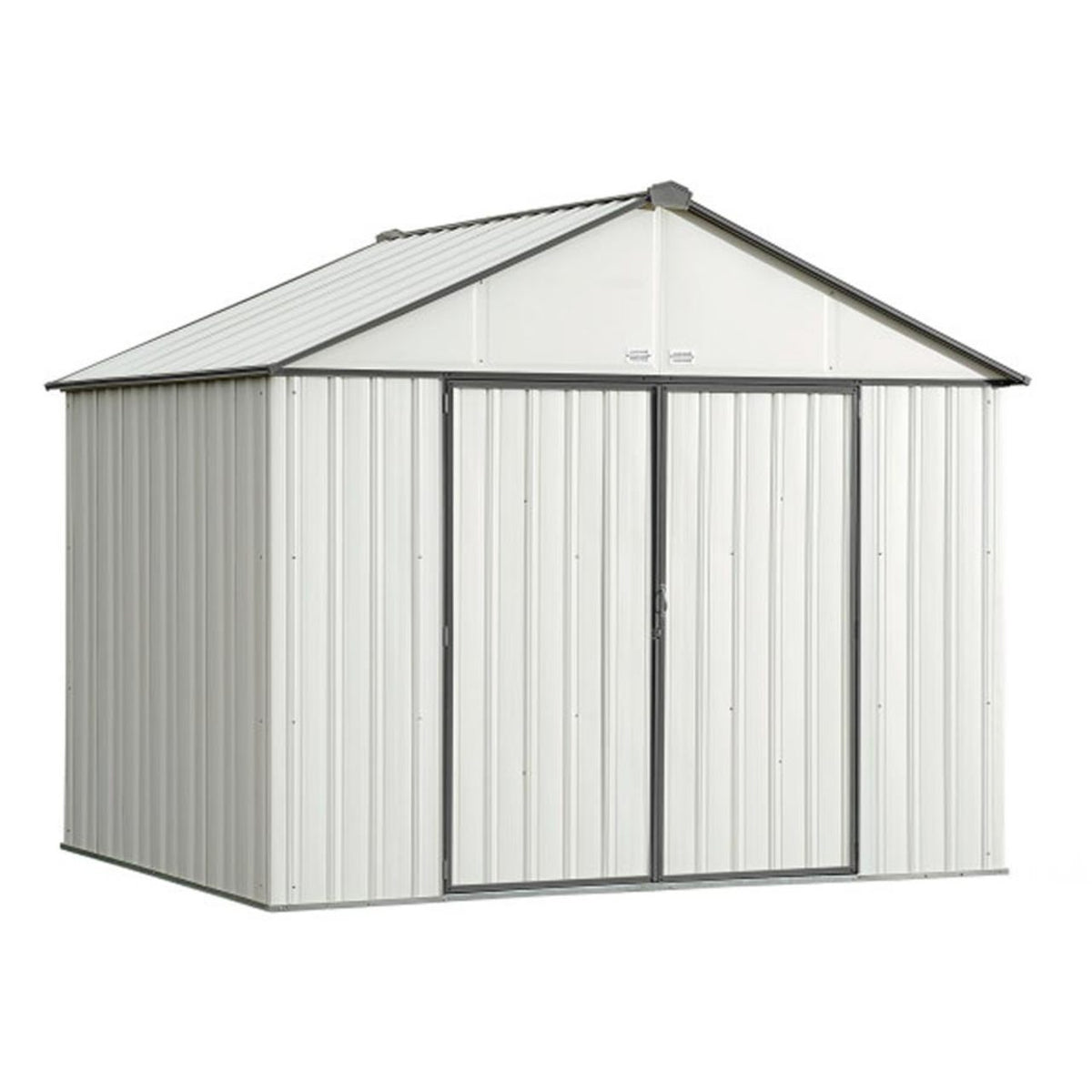 EZEE Extra High Gable - Galvanized Steel 10' x 8' Storage Shed - Cream/Charcoal