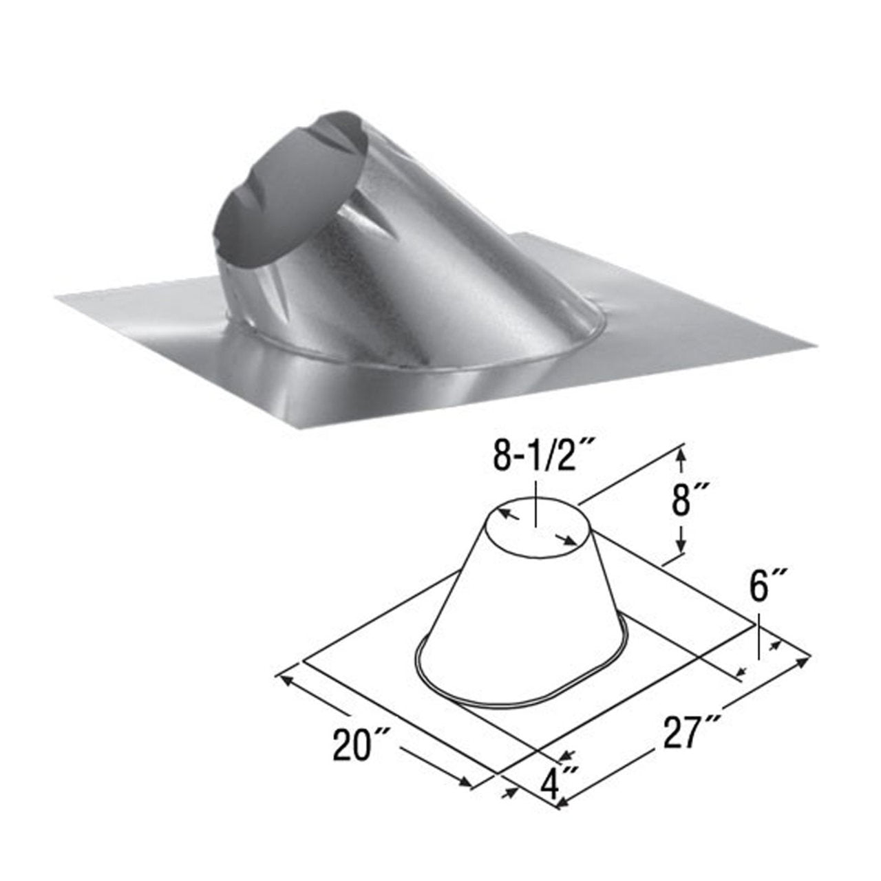 6" DuraTech 0/12 - 6/12 Adjustable Roof Flashing - 6DT-F6