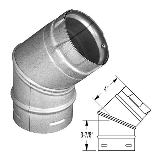 4" PelletVent Pro Galvalume 45 Degree Elbow - 4PVP-E45