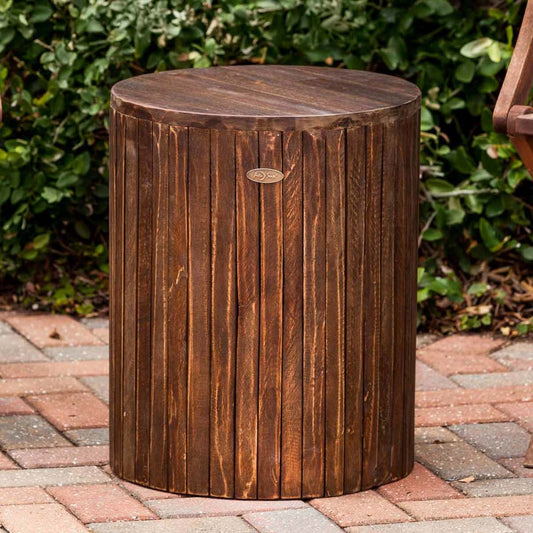 Rustic Round Garden Stool - Wood Grain