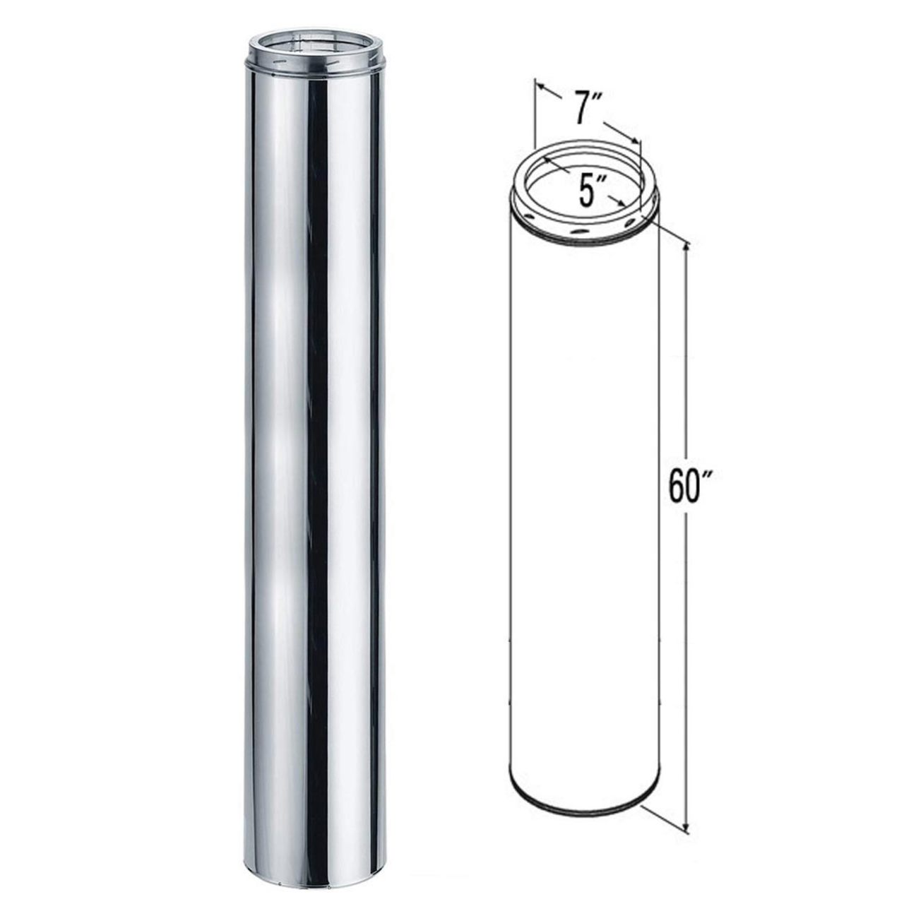 5" x 60" DuraTech Stainless Steel Chimney Pipe - 5DT-60SSCF