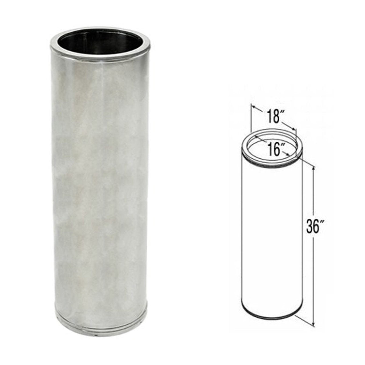 16" x 36" DuraTech Stainless Steel Chimney Pipe - 16DT-36SS