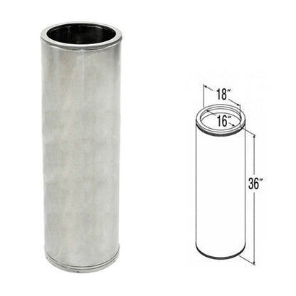 16" x 36" DuraTech Stainless Steel Chimney Pipe - 16DT-36SS