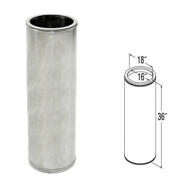 16'' x 36'' DuraTech Stainless Steel Chimney Pipe - 99404SS