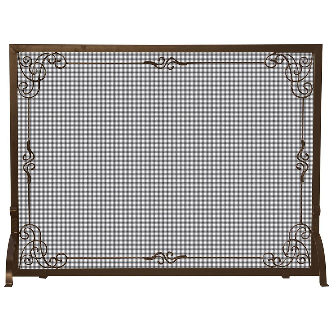 Single Panel Bronze Finish Screen with Decorative Scroll