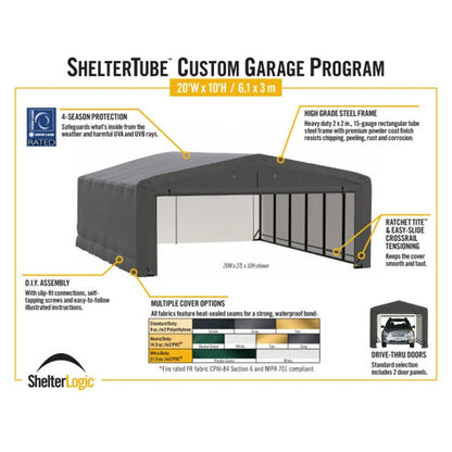 ShelterTube 20 x 32 x 10  Wind & Snow-Load Rated Garage - Gray