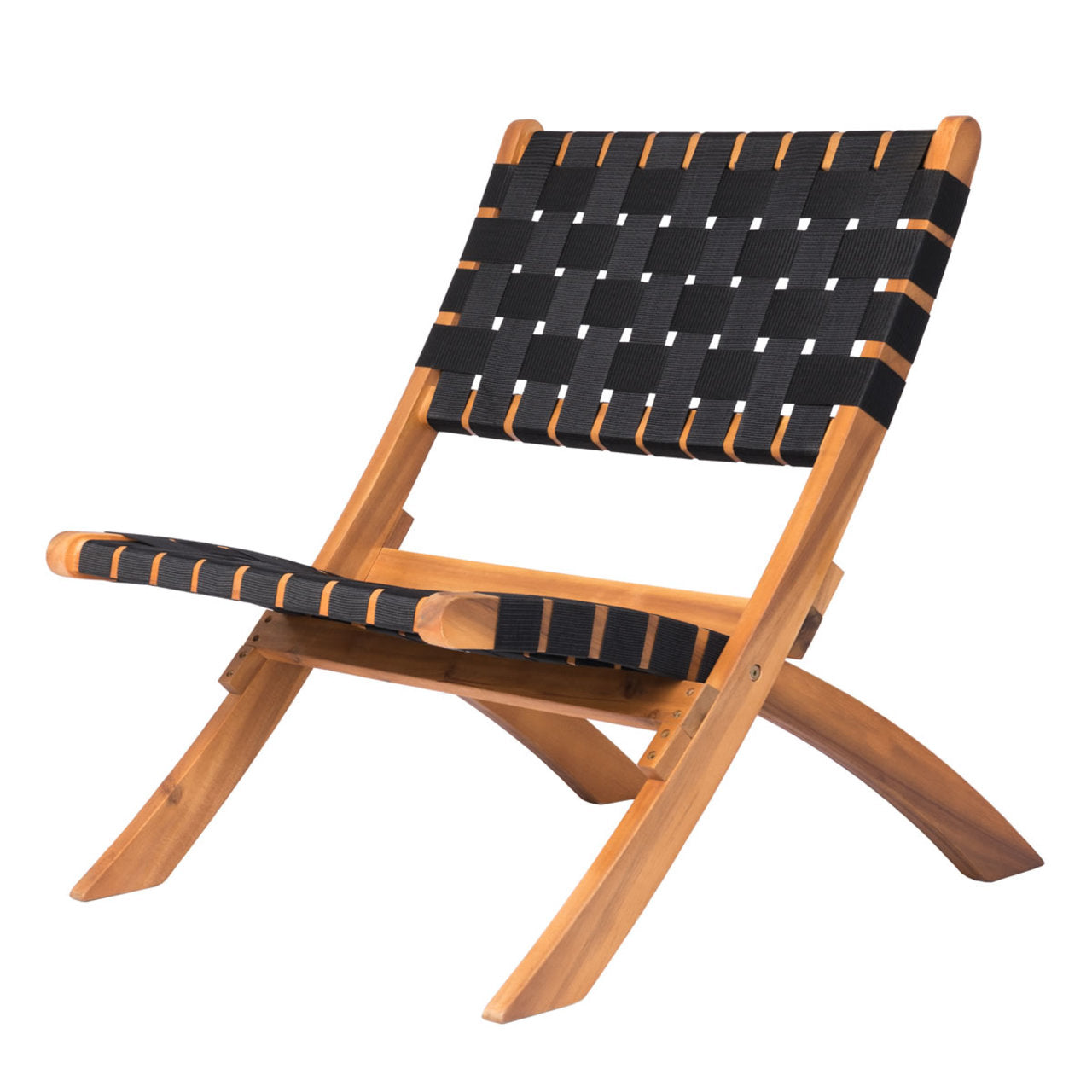 Fire Sense Sava Indoor-Outdoor Folding Chair in Black/Natural/Navy Blue/Warm Grey/Brown Webbing - 62774 - 64159 - 63636 - 63637 - 64098