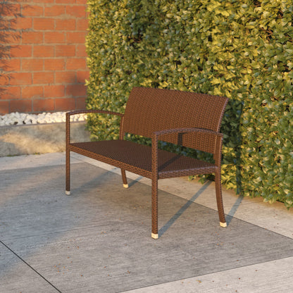 Miles Patio Bench In Mocha Wicker