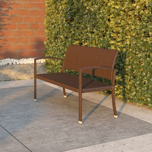 Miles Patio Bench In Mocha Wicker