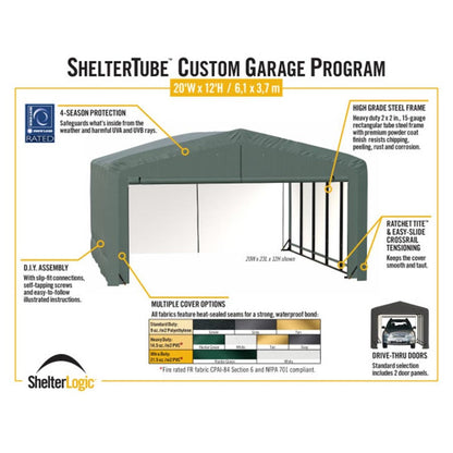 ShelterTube 20 x 23 x 12 Wind & Snow-Load Rated Garage - Gray
