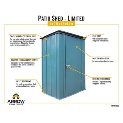Spacemaker 4' x 3' Patio Shed - Juniper Berry