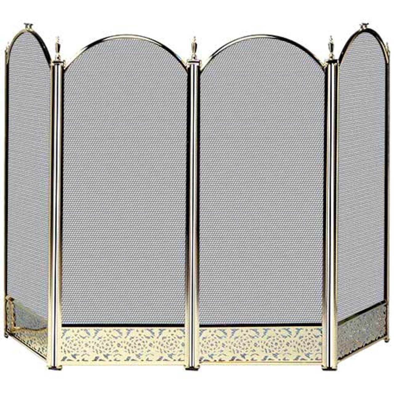 4 Fold Polished Brass Fireplace Screen